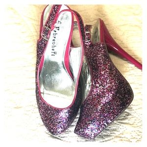 Multi colored closed toe heels